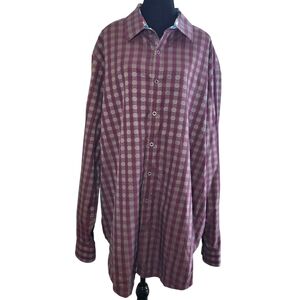 Robert Graham Burgandy And Blue Ski Themed Shirt And Contrasting Sleeves 2XLT